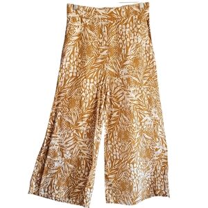 Christian Siriano Linen Wide Leg High Waist Pull-on Pants Wmn M Tropical Vacay